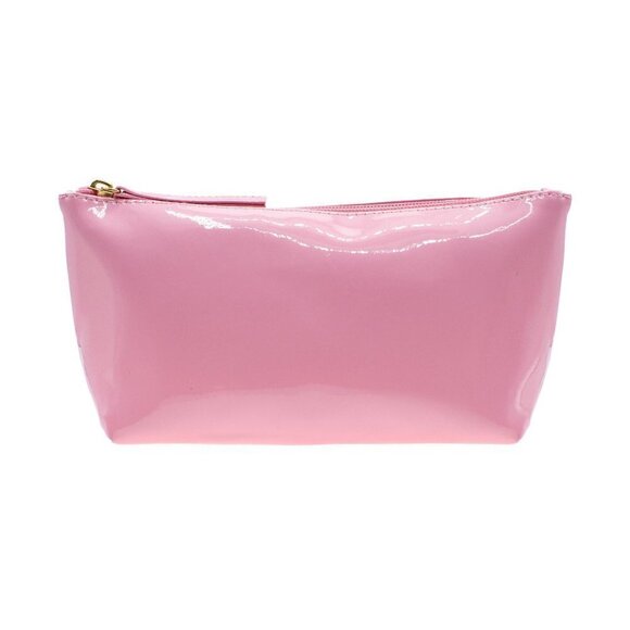 Pink Vinyl bag with gold handle cosmetic brushes - Picture 1 of 8